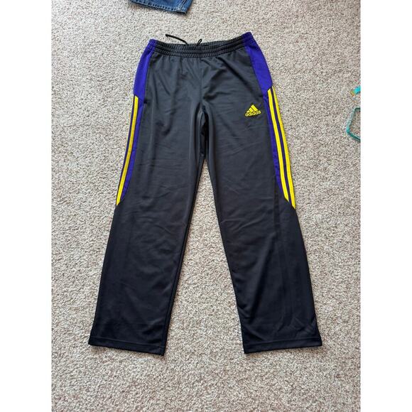 Adidas warm up track pants, Black, Purple & Yellow on sides; zippered bottoms - Picture 9 of 12